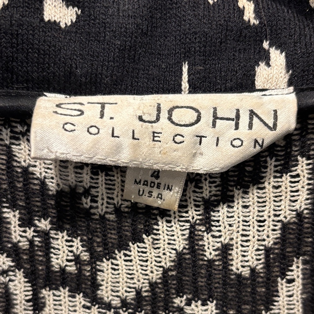 St. John Black and Cream Patterned Blazer - Picture 2 of 2